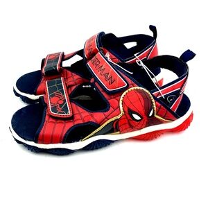 Marvel Spiderman Sandals Size 1 Boys Youth Red Blue Children Kids Footwear